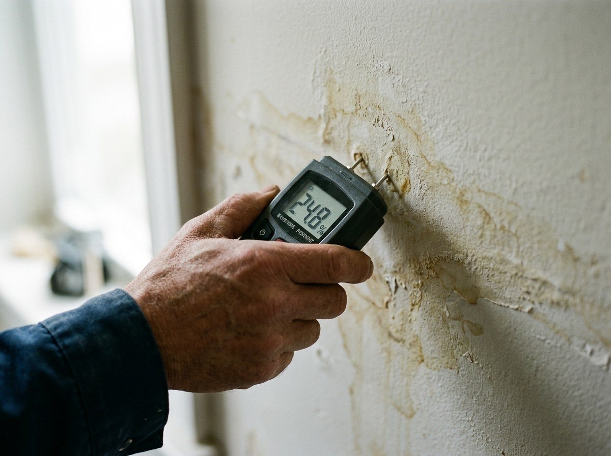 Moisture meter readings used to verify drying progress
